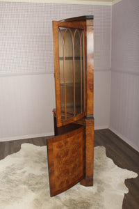 English Burl Walnut Corner Cabinet c.1950