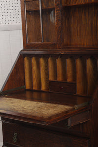 English Oak Art Deco Bureau Bookcase c.1930