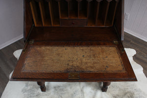 English Oak Art Deco Bureau Bookcase c.1930