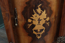 Load image into Gallery viewer, Pair French Walnut Inlaid Marble Top Bedside Cabinets c.1880