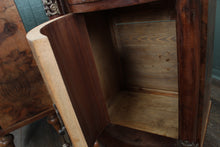 Load image into Gallery viewer, Pair French Walnut Inlaid Marble Top Bedside Cabinets c.1880