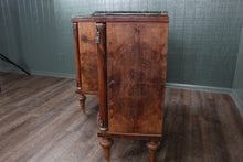Load image into Gallery viewer, Pair French Walnut Inlaid Marble Top Bedside Cabinets c.1880
