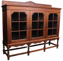 Load image into Gallery viewer, English Oak Barley Twist 3 Door Bookcase c.1900