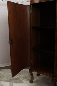 English Burl Walnut Display Cabinet c.1900