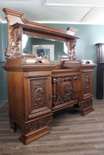 Load image into Gallery viewer, Outstanding English Oak Mirrored Sideboard c.1900