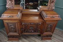 Load image into Gallery viewer, Outstanding English Oak Mirrored Sideboard c.1900