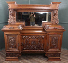 Load image into Gallery viewer, Outstanding English Oak Mirrored Sideboard c.1900