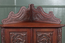 Load image into Gallery viewer, English Carved Mahogany Corner Cabinet c.1900