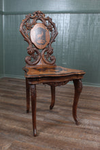 Load image into Gallery viewer, Black Forest Carved Inlaid Music Chair c.1890