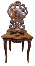Load image into Gallery viewer, Black Forest Carved Inlaid Music Chair c.1890