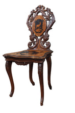 Load image into Gallery viewer, Black Forest Carved Inlaid Music Chair c.1890