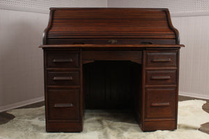 English Oak S Roll Top Desk c.1900