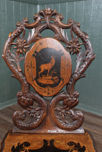 Load image into Gallery viewer, Black Forest Carved Inlaid Music Chair c.1890