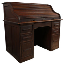 Load image into Gallery viewer, English Oak S Roll Top Desk c.1900