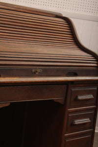 English Oak S Roll Top Desk c.1900