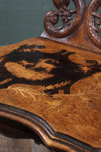 Load image into Gallery viewer, Black Forest Carved Inlaid Music Chair c.1890