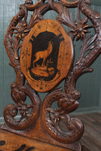 Load image into Gallery viewer, Black Forest Carved Inlaid Music Chair c.1890