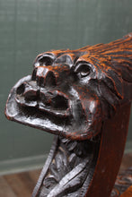 Load image into Gallery viewer, English Carved Oak Bench dated 1902