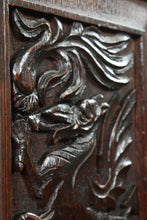 Load image into Gallery viewer, English Carved Oak Bench dated 1902