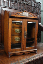 Load image into Gallery viewer, English Oak Petite Cabinet c.1900 with sterling engraved plaque