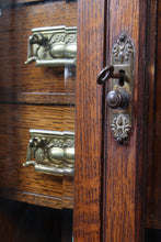 Load image into Gallery viewer, English Oak Petite Cabinet c.1900 with sterling engraved plaque