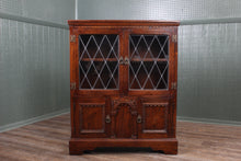 Load image into Gallery viewer, English Oak Leaded Glass Bookcase c.1950