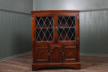 Load image into Gallery viewer, English Oak Leaded Glass Bookcase c.1950