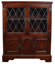 Load image into Gallery viewer, English Oak Leaded Glass Bookcase c.1950
