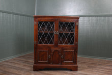 Load image into Gallery viewer, English Oak Leaded Glass Bookcase c.1950