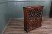 Load image into Gallery viewer, English Oak Leaded Glass Bookcase c.1950