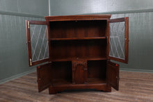 Load image into Gallery viewer, English Oak Leaded Glass Bookcase c.1950