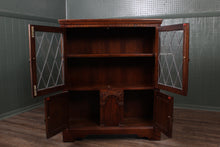 Load image into Gallery viewer, English Oak Leaded Glass Bookcase c.1950
