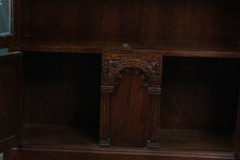 Load image into Gallery viewer, English Oak Leaded Glass Bookcase c.1950