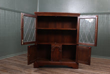 Load image into Gallery viewer, English Oak Leaded Glass Bookcase c.1950