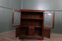Load image into Gallery viewer, English Oak Leaded Glass Bookcase c.1950