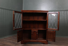 Load image into Gallery viewer, English Oak Leaded Glass Bookcase c.1950