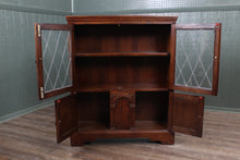 Load image into Gallery viewer, English Oak Leaded Glass Bookcase c.1950