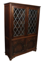 Load image into Gallery viewer, English Oak Leaded Glass Bookcase c.1920