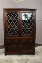 Load image into Gallery viewer, English Oak Leaded Glass Bookcase c.1920