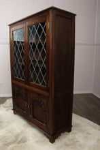 Load image into Gallery viewer, English Oak Leaded Glass Bookcase c.1920