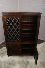 Load image into Gallery viewer, English Oak Leaded Glass Bookcase c.1920