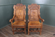 Load image into Gallery viewer, Fantastic English Oak Wainscot Chairs Pair c.1810