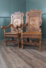 Load image into Gallery viewer, Fantastic English Oak Wainscot Chairs Pair c.1810