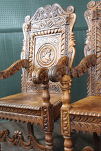 Load image into Gallery viewer, Fantastic English Oak Wainscot Chairs Pair c.1810