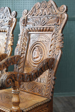 Load image into Gallery viewer, Fantastic English Oak Wainscot Chairs Pair c.1810