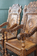 Load image into Gallery viewer, Fantastic English Oak Wainscot Chairs Pair c.1810