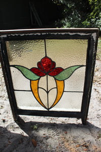 Antique English Stained Glass in Original Frame