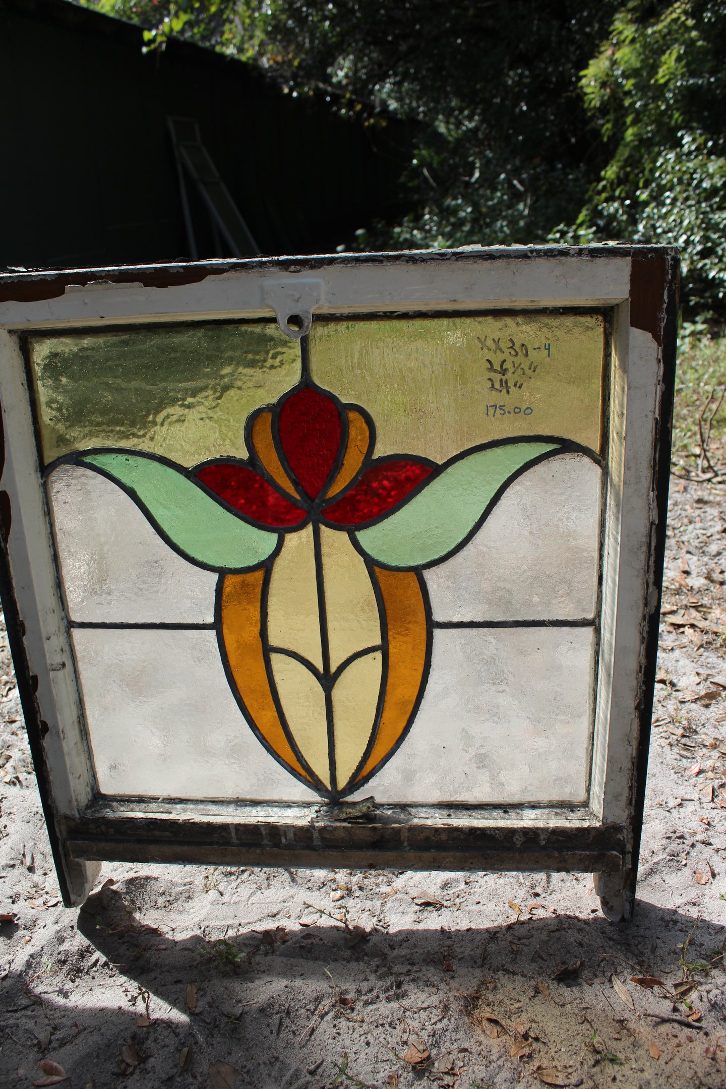 Antique English Stained Glass in Original Frame