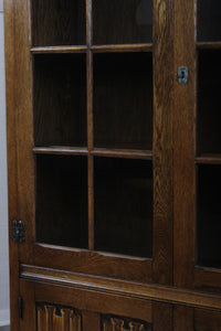 English Oak Linen Fold Bookcase