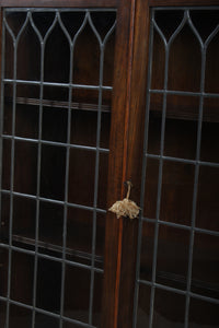 English Mahogany Leaded Glass Bookcase c.1900